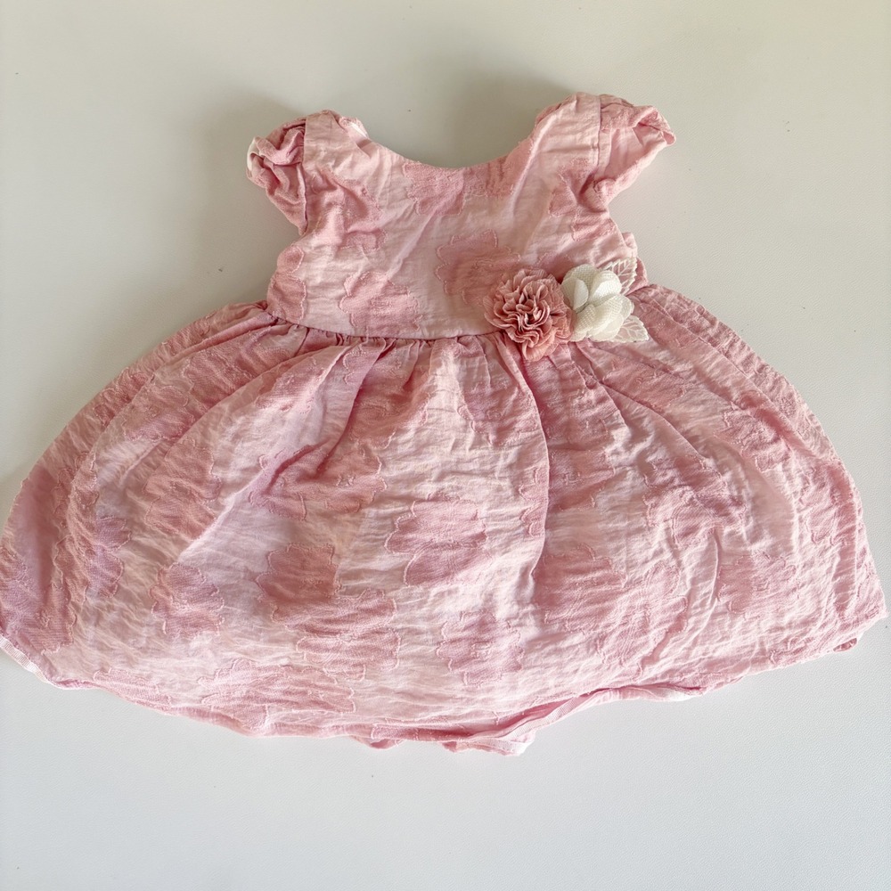 Mayoral Baby Girls Pink Jacquard Floral 3D Flower Special Occasion Dress 18M